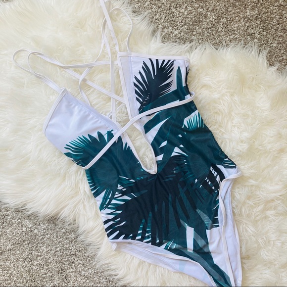 NEW | Palm Print Strappy One Piece - Picture 2 of 5